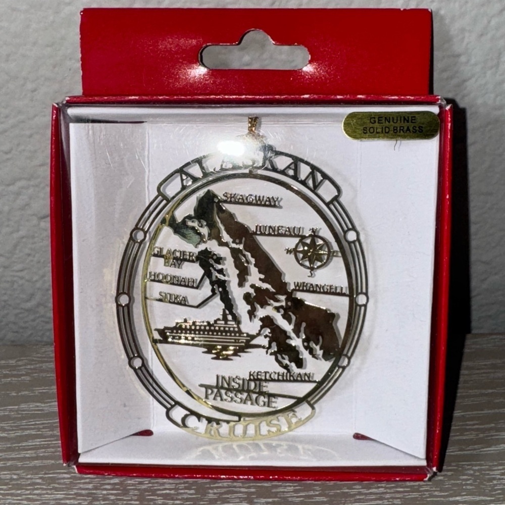Nation's Treasures Alaskan Cruise Genuine Solid, Brass Christmas Ornament